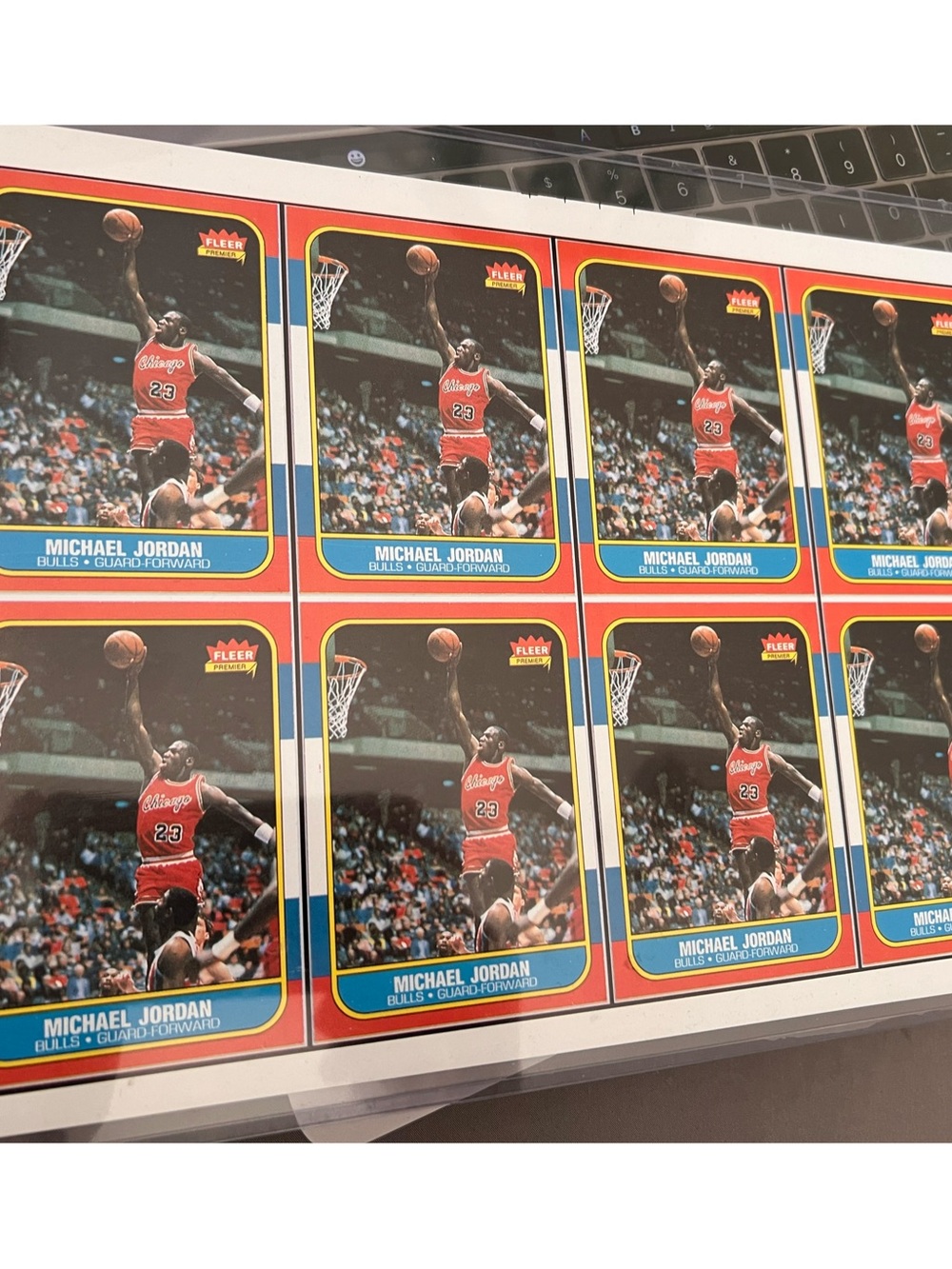 Michael Jordan 1986-87 Fleer #57 Rookie Card Uncut Sheet Error Piece